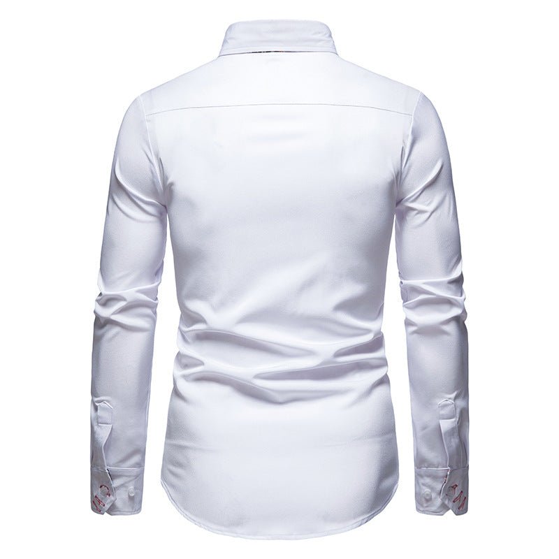 Koszula męska długi rękaw kołnierzyk zapięcie na guziki przód - Arkadya Outlet - Men Shirt