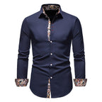 Koszula męska długi rękaw kołnierzyk zapięcie na guziki przód - Arkadya Outlet - Men Shirt