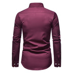 Koszula męska długi rękaw kołnierzyk zapięcie na guziki przód - Arkadya Outlet - Men Shirt