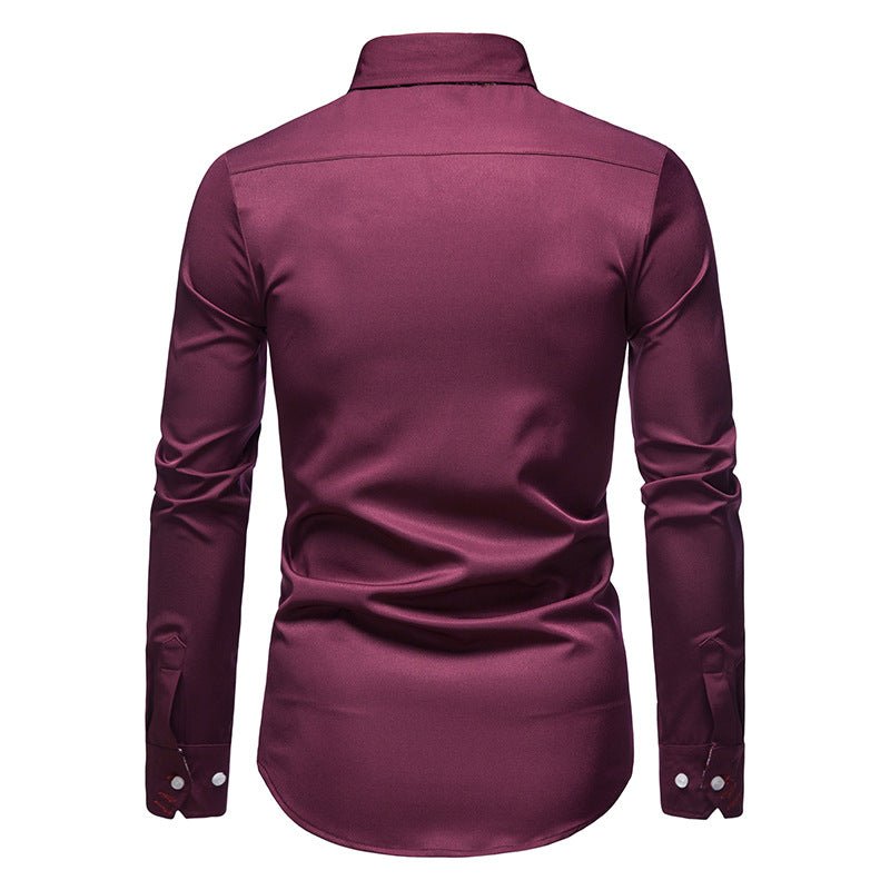 Koszula męska długi rękaw kołnierzyk zapięcie na guziki przód - Arkadya Outlet - Men Shirt