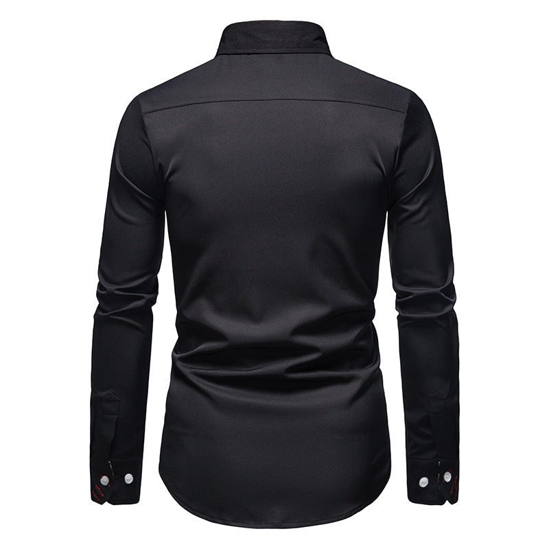 Koszula męska długi rękaw kołnierzyk zapięcie na guziki przód - Arkadya Outlet - Men Shirt