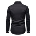 Koszula męska długi rękaw kołnierzyk zapięcie na guziki przód - Arkadya Outlet - Men Shirt