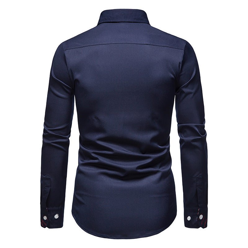 Koszula męska długi rękaw kołnierzyk zapięcie na guziki przód - Arkadya Outlet - Men Shirt