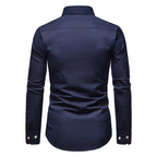 Koszula męska długi rękaw kołnierzyk zapięcie na guziki przód - Arkadya Outlet - Men Shirt