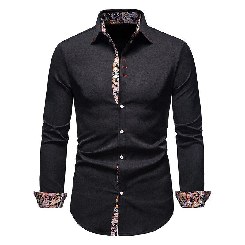 Koszula męska długi rękaw kołnierzyk zapięcie na guziki przód - Arkadya Outlet - Men Shirt