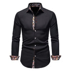 Koszula męska długi rękaw kołnierzyk zapięcie na guziki przód - Arkadya Outlet - Men Shirt