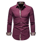 Koszula męska długi rękaw kołnierzyk zapięcie na guziki przód - Arkadya Outlet - Men Shirt