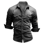 Koszula Męska Długi Rękaw Slim Fit Z Kieszeniami Zapinana - Arkadya Outlet - Men Shirt