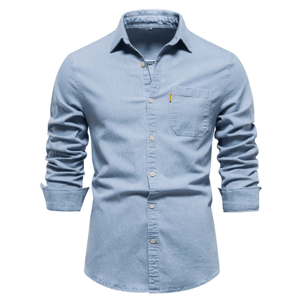 Koszula męska dopasowany krój zapinana na guziki długi rękaw - Arkadya Outlet - Men Shirt