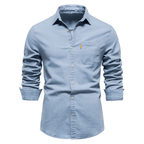 Koszula męska dopasowany krój zapinana na guziki długi rękaw - Arkadya Outlet - Men Shirt