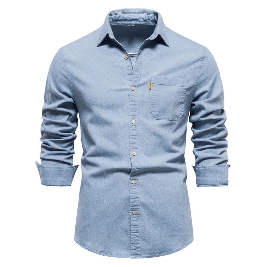 Koszula męska dopasowany krój zapinana na guziki długi rękaw - Arkadya Outlet - Men Shirt