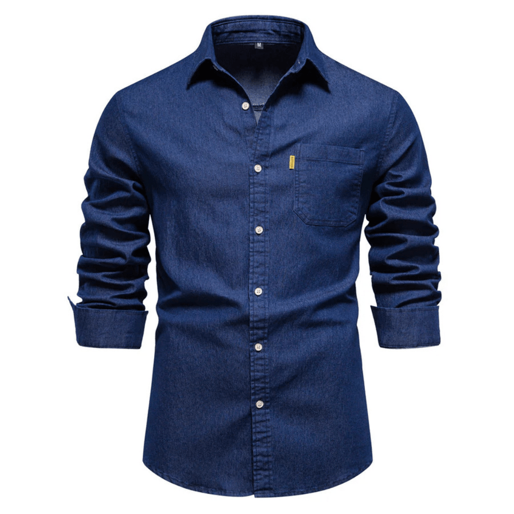 Koszula męska dopasowany krój zapinana na guziki długi rękaw - Arkadya Outlet - Men Shirt