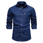 Koszula męska dopasowany krój zapinana na guziki długi rękaw - Arkadya Outlet - Men Shirt