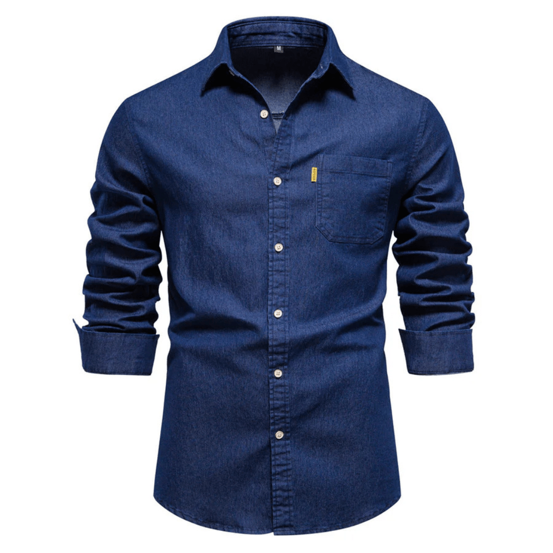 Koszula męska dopasowany krój zapinana na guziki długi rękaw - Arkadya Outlet - Men Shirt