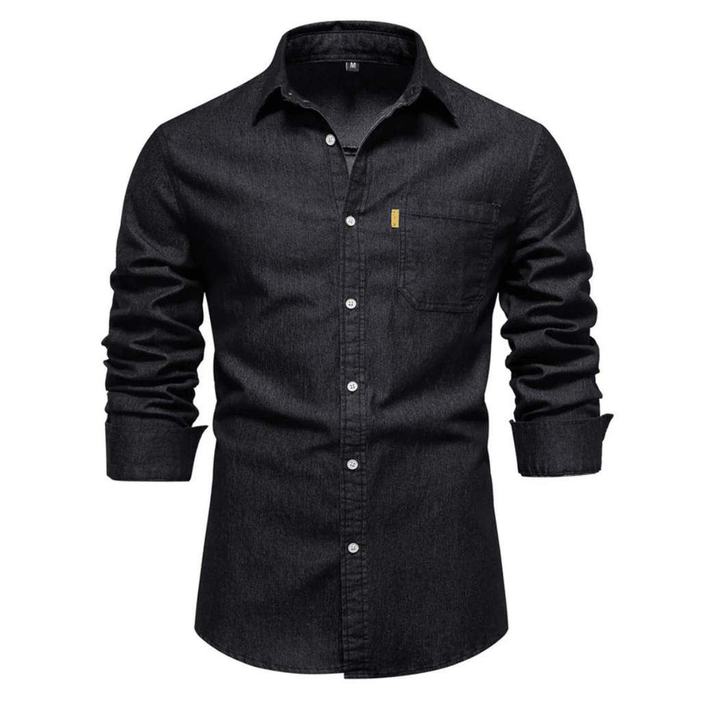 Koszula męska dopasowany krój zapinana na guziki długi rękaw - Arkadya Outlet - Men Shirt