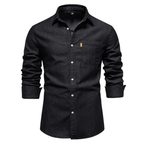 Koszula męska dopasowany krój zapinana na guziki długi rękaw - Arkadya Outlet - Men Shirt