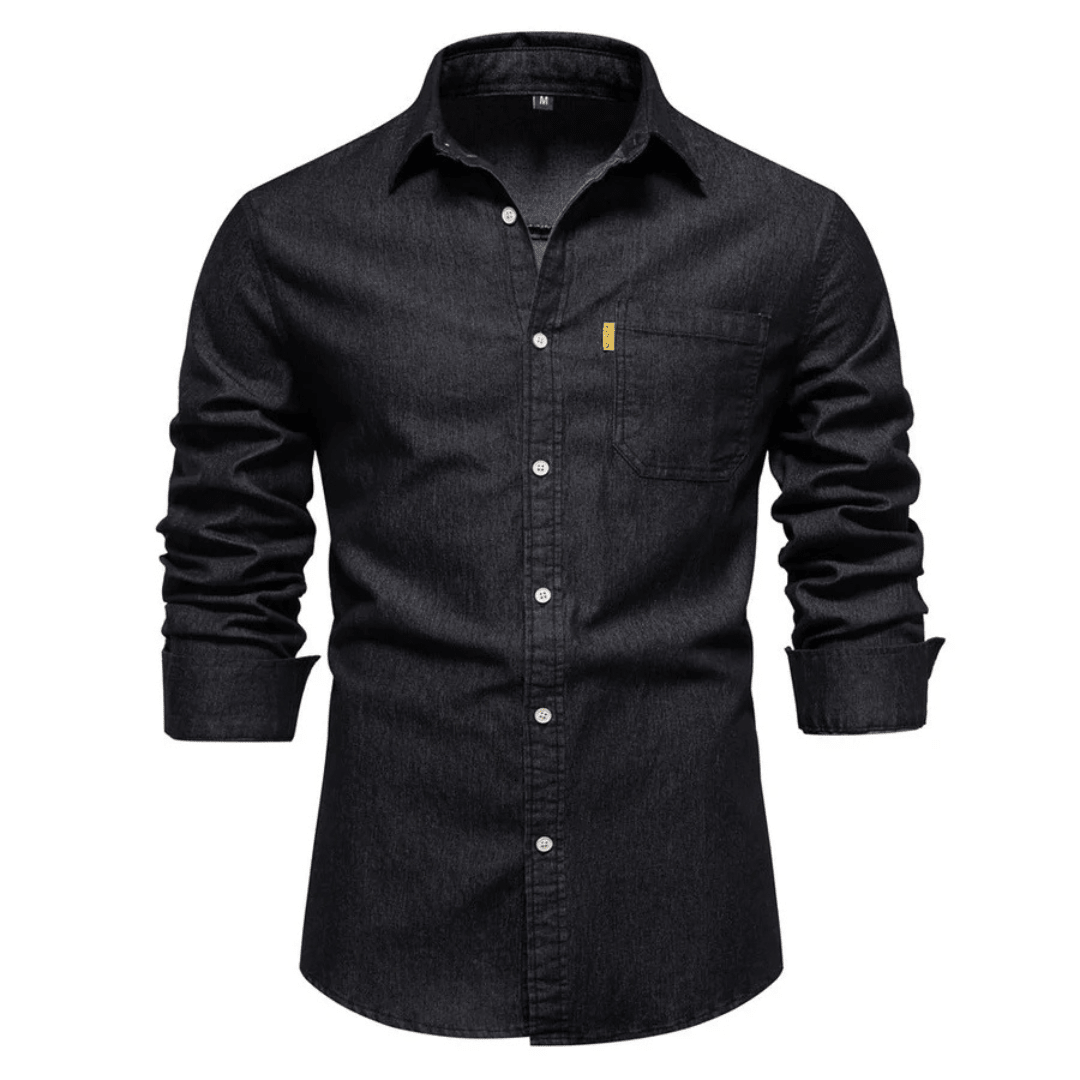 Koszula męska dopasowany krój zapinana na guziki długi rękaw - Arkadya Outlet - Men Shirt