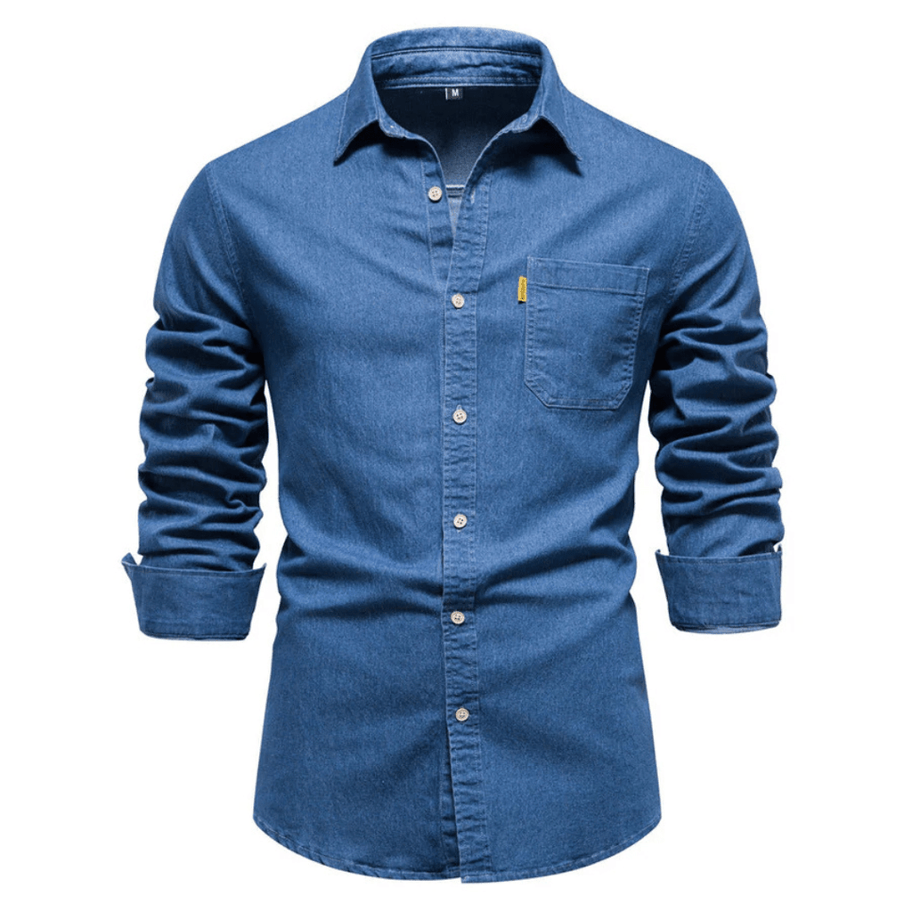 Koszula męska dopasowany krój zapinana na guziki długi rękaw - Arkadya Outlet - Men Shirt