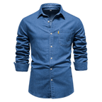 Koszula męska dopasowany krój zapinana na guziki długi rękaw - Arkadya Outlet - Men Shirt