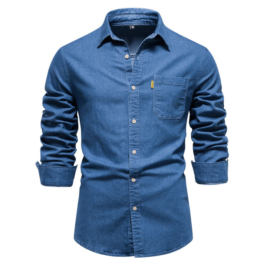 Koszula męska dopasowany krój zapinana na guziki długi rękaw - Arkadya Outlet - Men Shirt