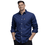 Koszula męska dopasowany krój zapinana na guziki długi rękaw - Arkadya Outlet - Men Shirt