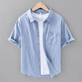 Koszula Męska Krótki Rękaw Luźny Krój Zapięcie Na Guziki - Arkadya Outlet - Men Shirt