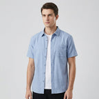 Koszula Męska Krótki Rękaw Luźny Krój Zapięcie Na Guziki - Arkadya Outlet - Men Shirt