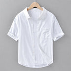 Koszula Męska Krótki Rękaw Luźny Krój Zapięcie Na Guziki - Arkadya Outlet - Men Shirt