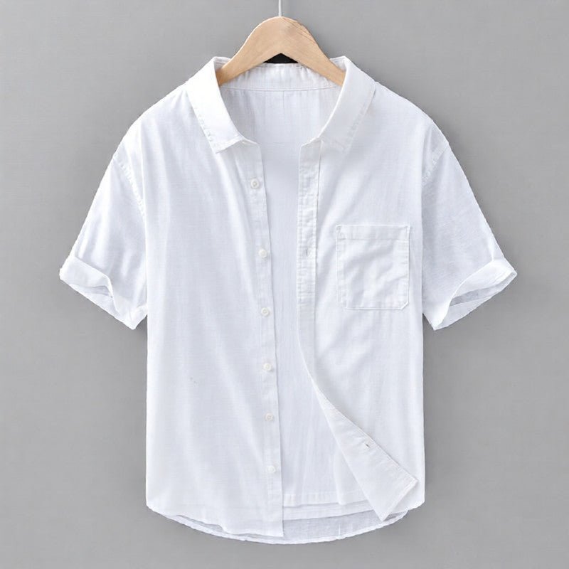 Koszula Męska Krótki Rękaw Luźny Krój Zapięcie Na Guziki - Arkadya Outlet - Men Shirt