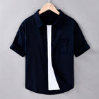 Koszula Męska Krótki Rękaw Luźny Krój Zapięcie Na Guziki - Arkadya Outlet - Men Shirt