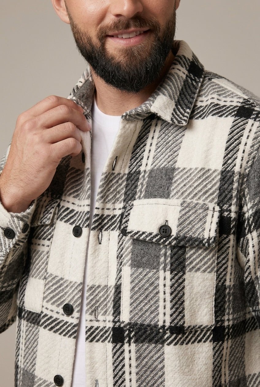 Koszula Męska | Luźny Krój z Klapowanymi Kieszeniami na Klatce - Arkadya Outlet - Shirts