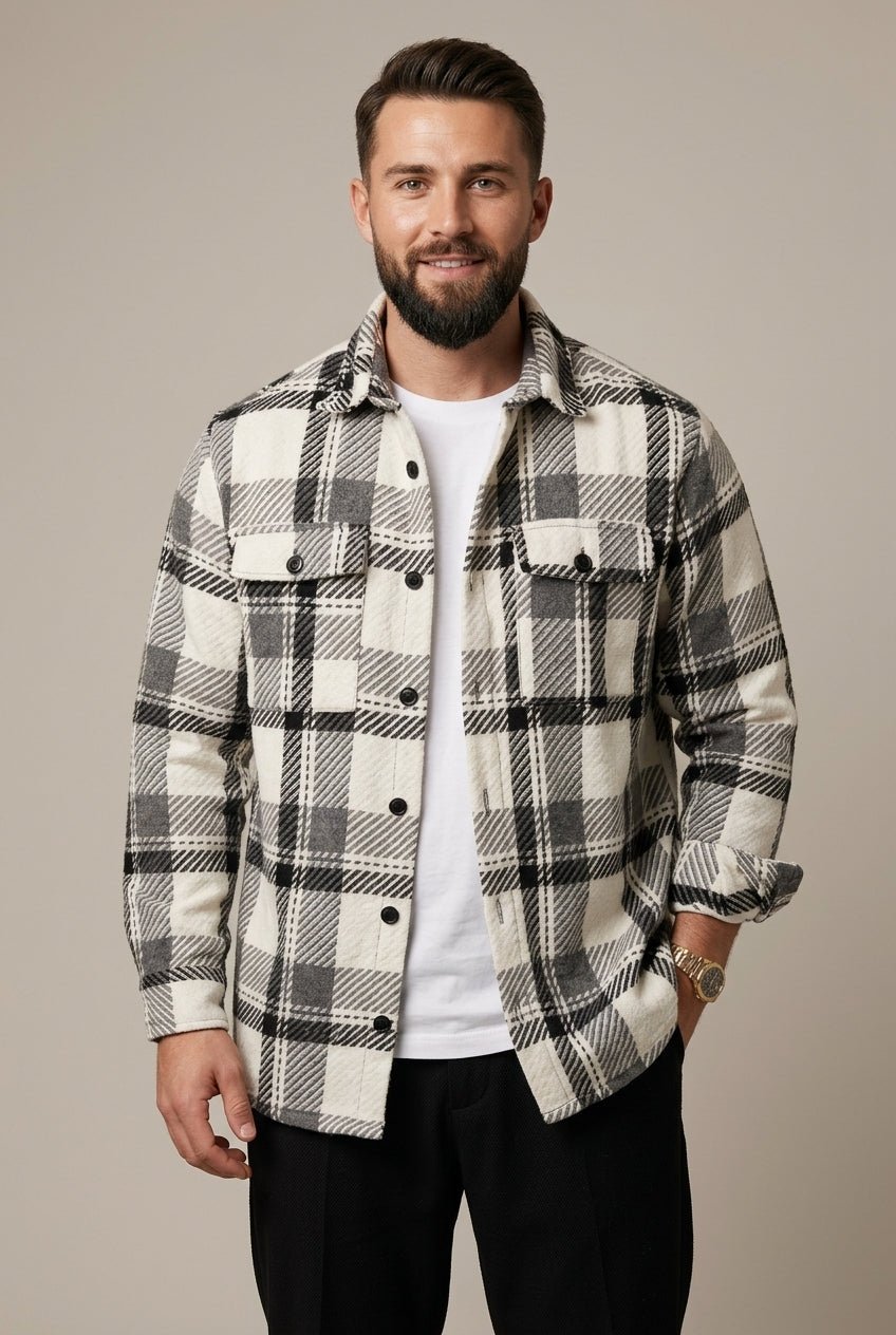 Koszula Męska | Luźny Krój z Klapowanymi Kieszeniami na Klatce - Arkadya Outlet - Shirts