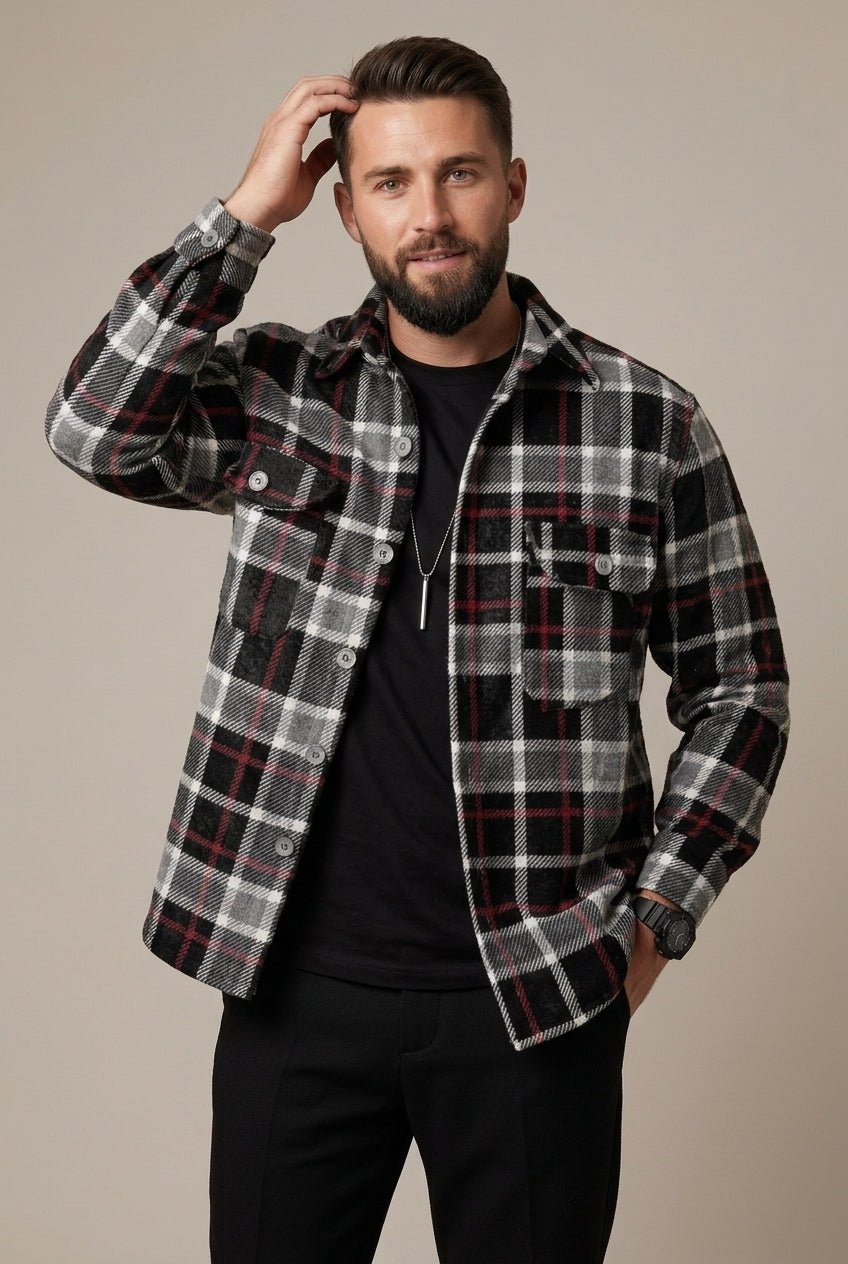 Koszula Męska | Luźny Krój z Klapowanymi Kieszeniami na Klatce - Arkadya Outlet - Shirts