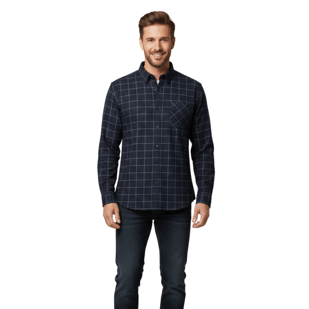 Koszula męska zapinana na guziki długi rękaw krój luźny - Arkadya Outlet - Men Shirt