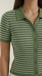 Koszulka polo damska z zapięciem z przodu - Arkadya Outlet - Women Top