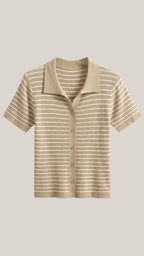 Koszulka polo damska z zapięciem z przodu - Arkadya Outlet - Women Top