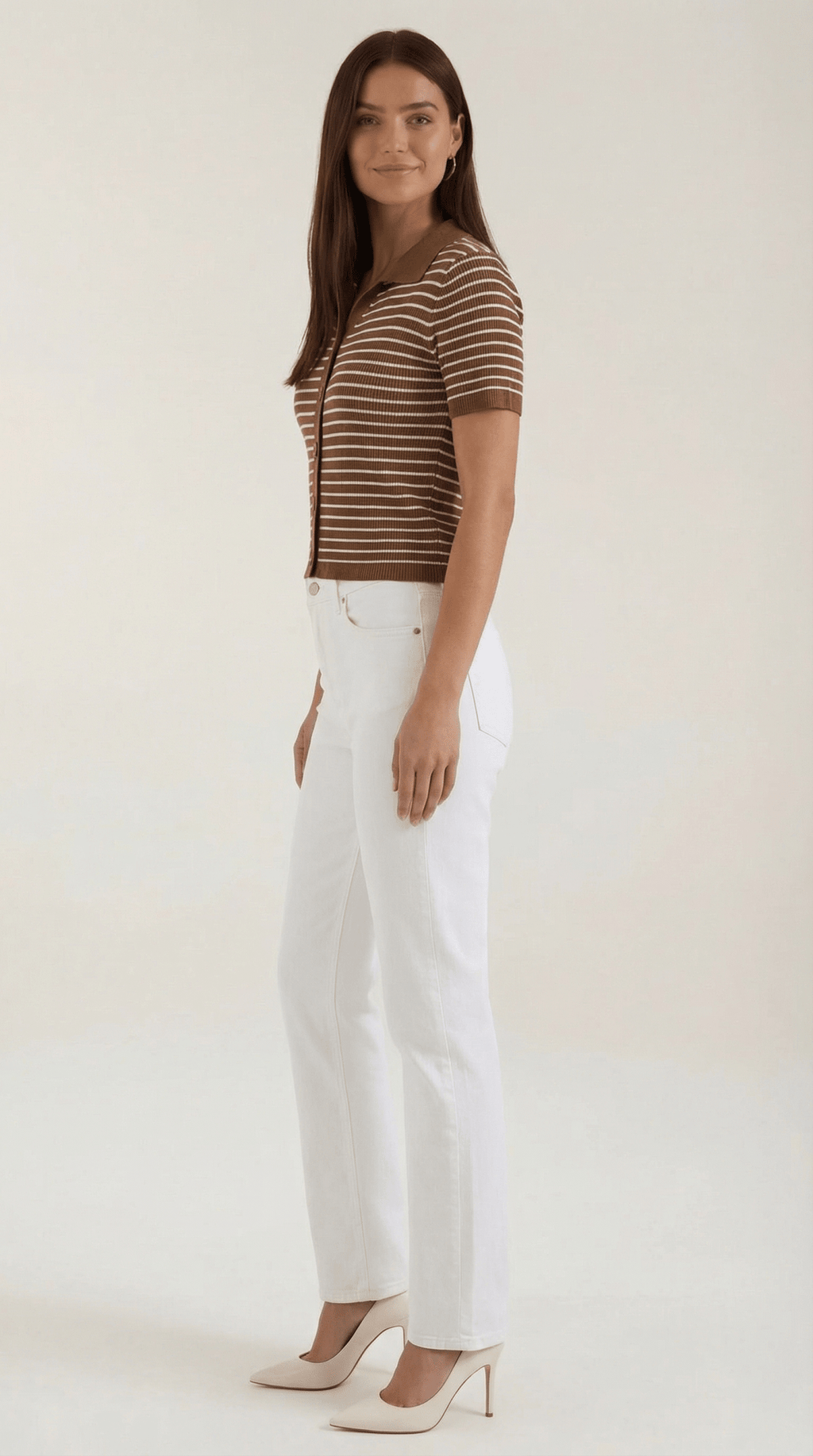 Koszulka polo damska z zapięciem z przodu - Arkadya Outlet - Women Top