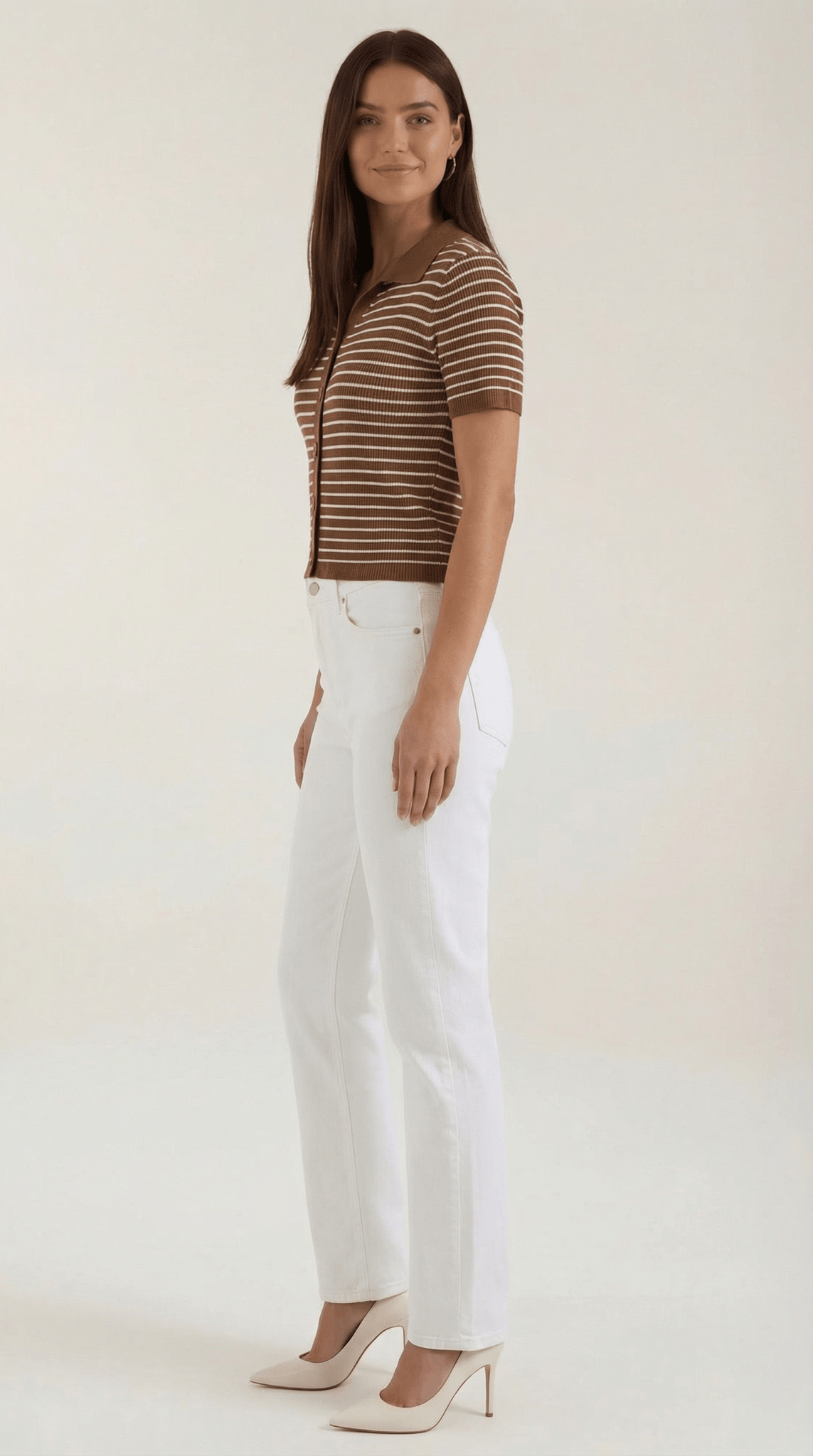 Koszulka polo damska z zapięciem z przodu - Arkadya Outlet - Women Top