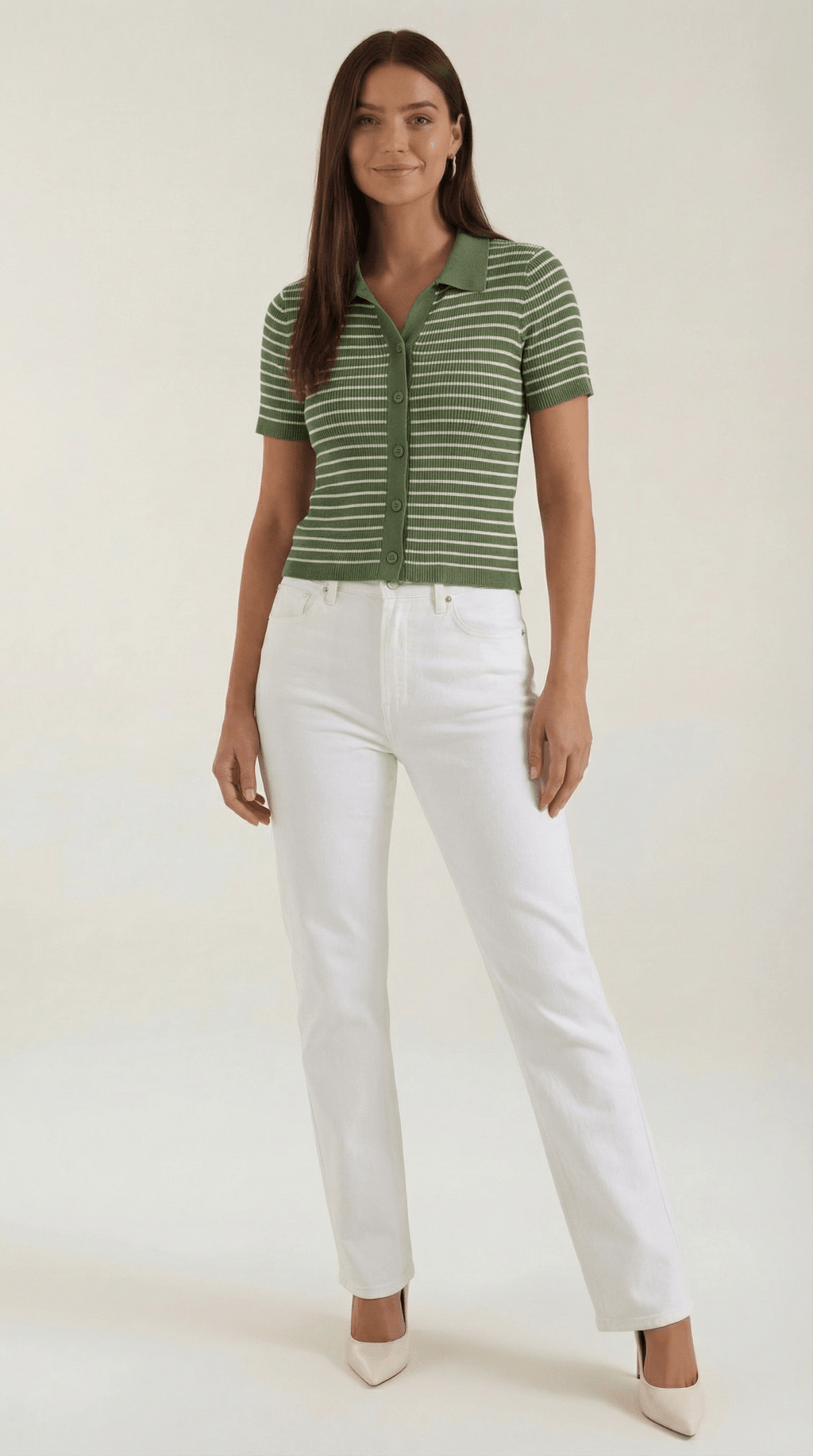 Koszulka polo damska z zapięciem z przodu - Arkadya Outlet - Women Top
