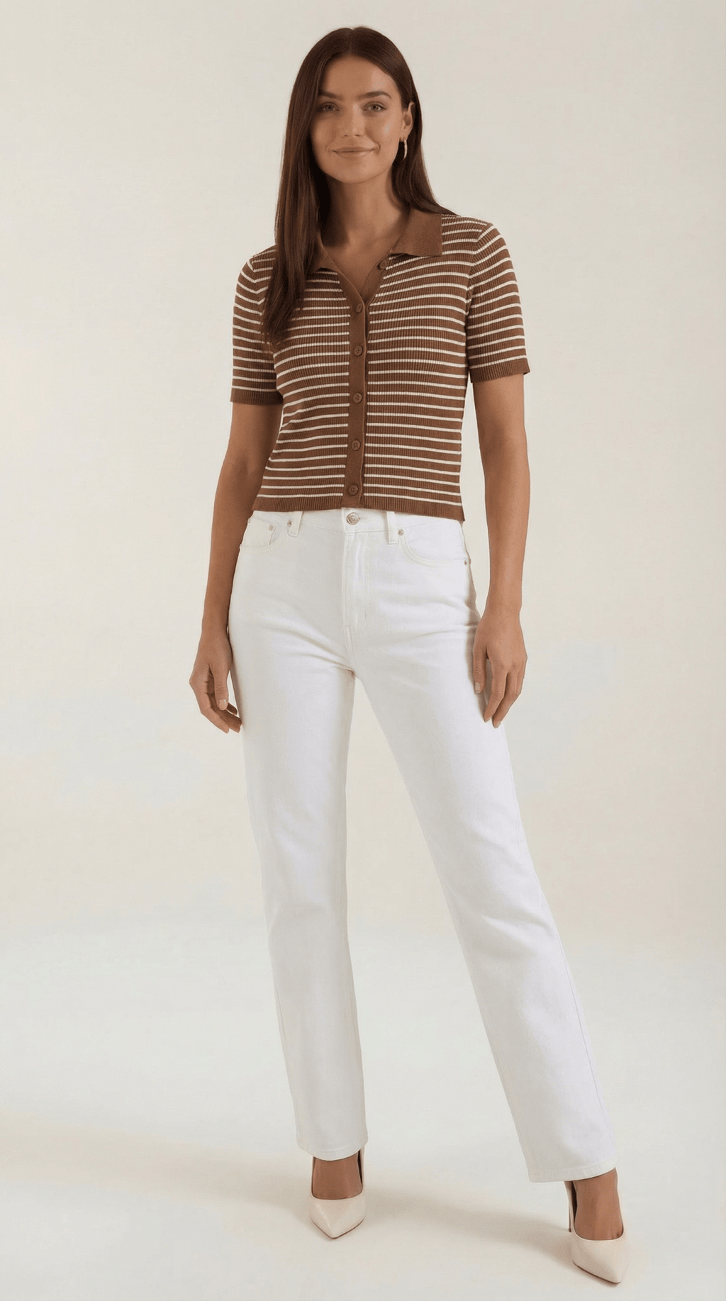 Koszulka polo damska z zapięciem z przodu - Arkadya Outlet - Women Top