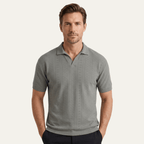 Koszulka polo męska dzianinowa z krótkim rękawem - Arkadya Outlet - Men Shirt