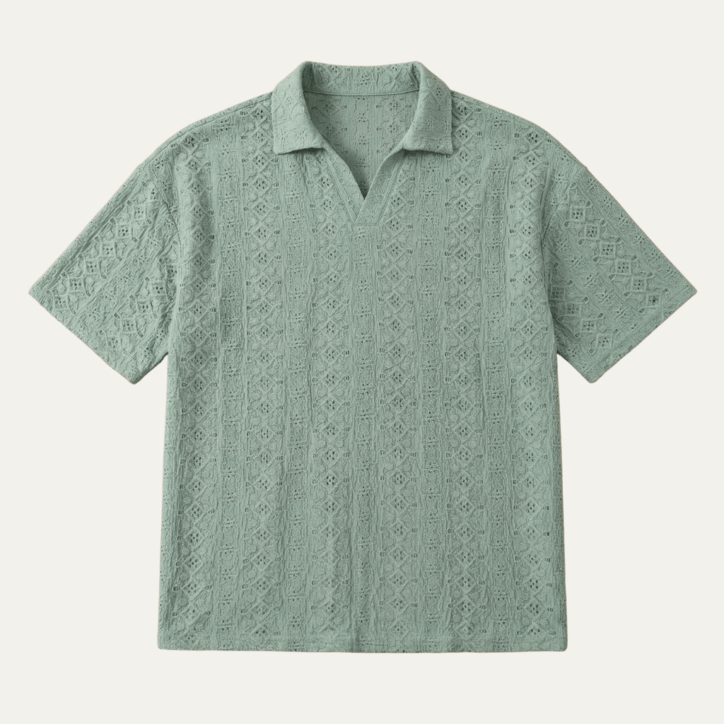 Koszulka polo męska dzianinowa z krótkim rękawem - Arkadya Outlet - Men Shirt