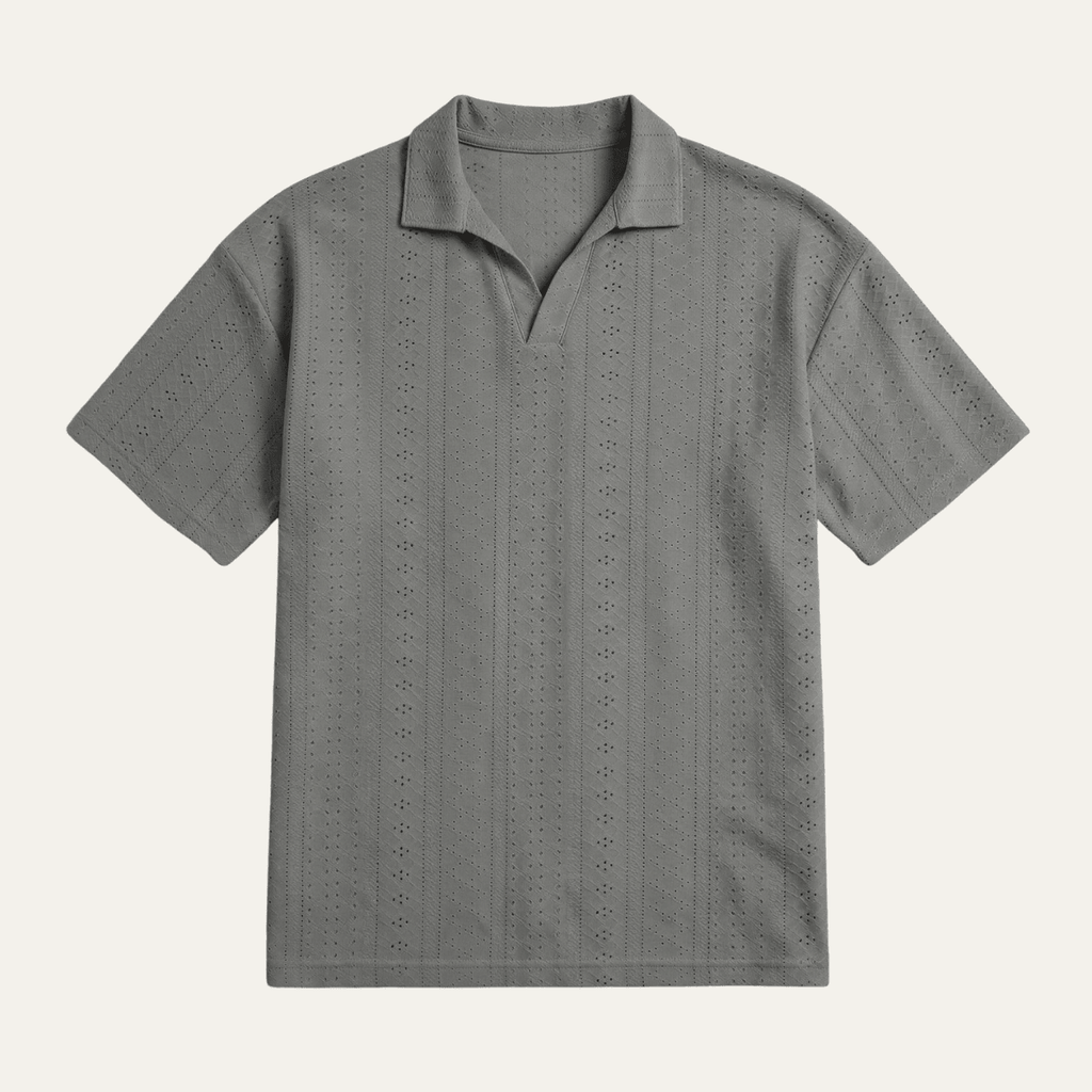 Koszulka polo męska dzianinowa z krótkim rękawem - Arkadya Outlet - Men Shirt