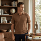 Koszulka polo męska dzianinowa z krótkim rękawem - Arkadya Outlet - Men Shirt
