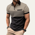 Koszulka polo męska w paski dopasowana - Arkadya Outlet - Men Shirt