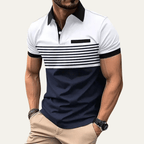 Koszulka polo męska w paski dopasowana - Arkadya Outlet - Men Shirt