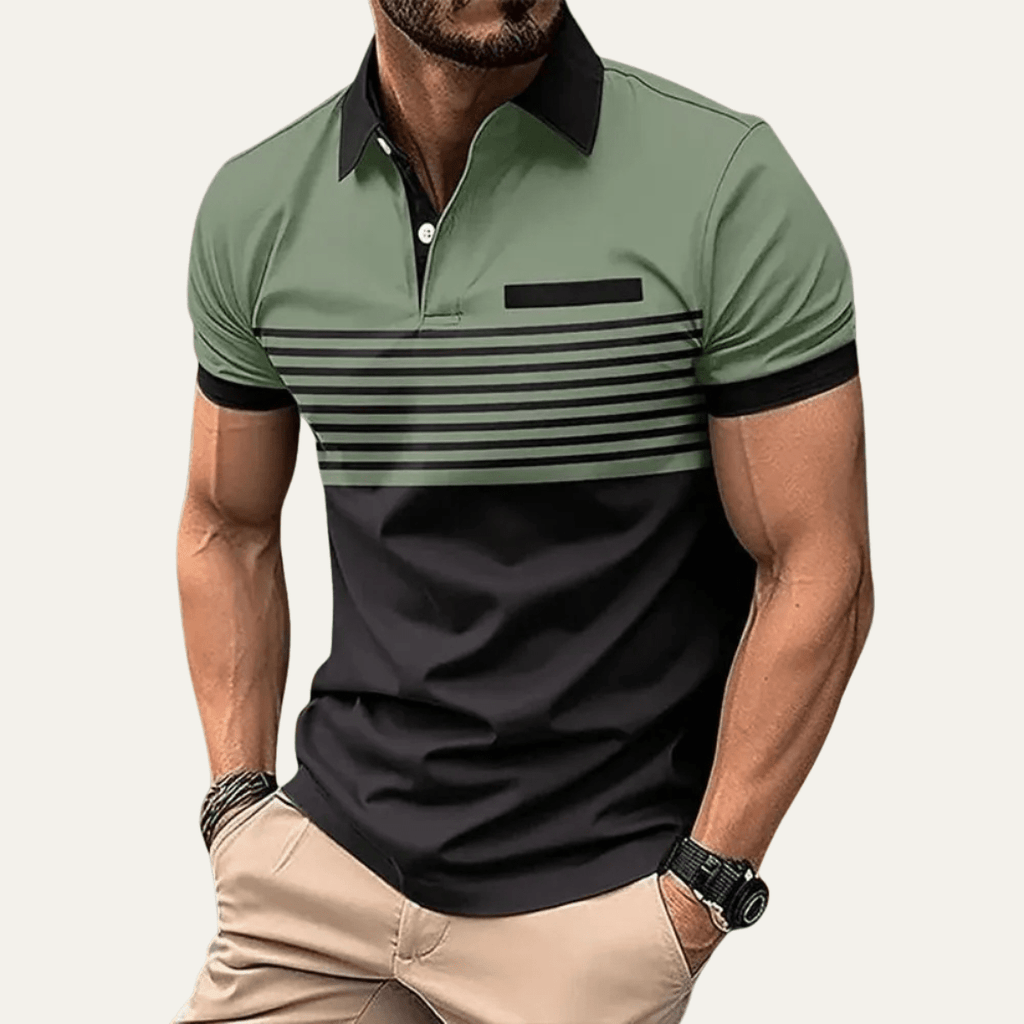 Koszulka polo męska w paski dopasowana - Arkadya Outlet - Men Shirt