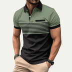 Koszulka polo męska w paski dopasowana - Arkadya Outlet - Men Shirt