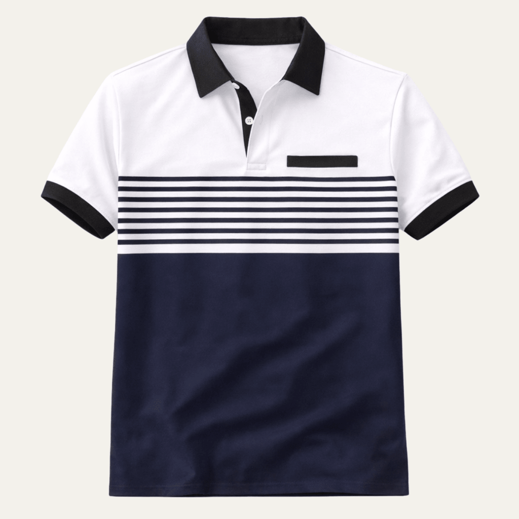 Koszulka polo męska w paski dopasowana - Arkadya Outlet - Men Shirt