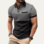 Koszulka polo męska w paski dopasowana - Arkadya Outlet - Men Shirt